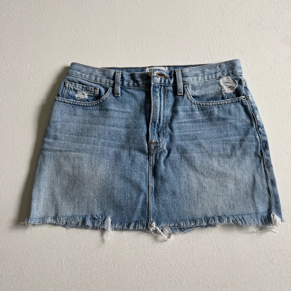 Frame Raw Hem Mini Denim Skirt Size 28